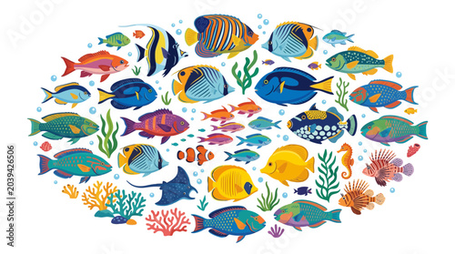 Photography Colorful Tropical Fish and Coral Reef Life
