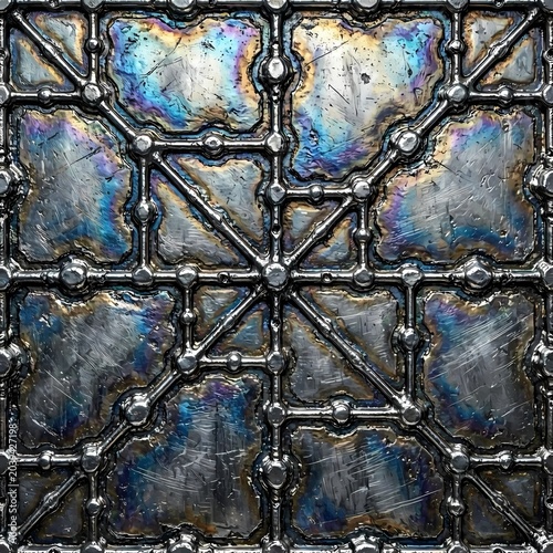 Seamless Cyber-Gothic Liquid Metal Welded Joints Texture