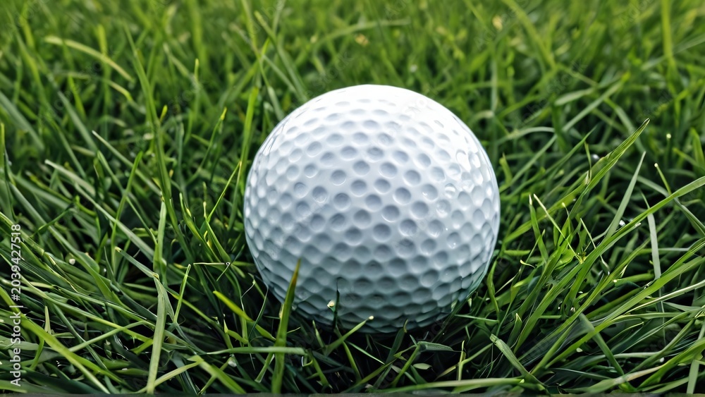 Fototapeta premium Golf Ball on Green Grass Macro