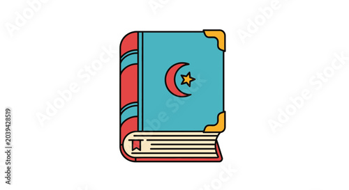 Cuadro en lienzo Islamic Holy Book Quran, Crescent Moon and Star Symbol, Flat Design