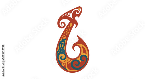 Photography Maori Hei Matau Fish Hook Symbol, Tribal Art, Cultural Heritage, Vector Illustra