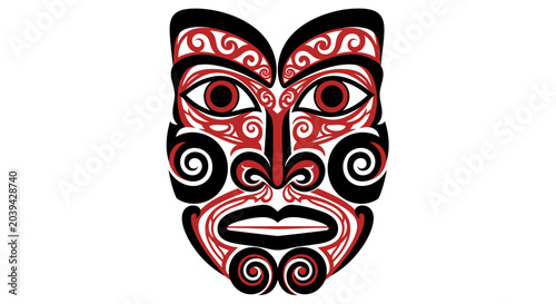 Maori Tribal Mask Face Art Illustration