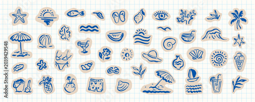 Canvastavla Set of summer icons