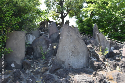 平井浅間神社の歴史ある石段と富士塚