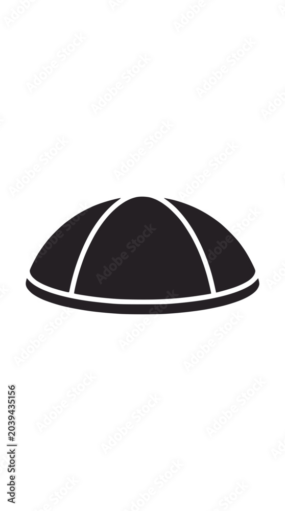 Fototapeta premium Black kippah icon, jewish hat symbol, simple silhouette