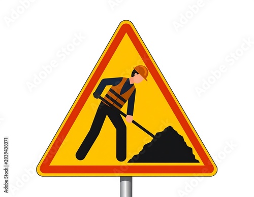Roadwork warning sign