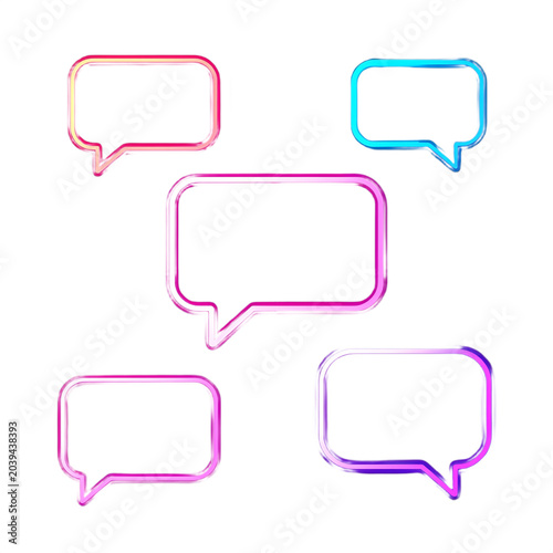 Set of 5 Glossy Gradient Chat Bubble Icons Vector