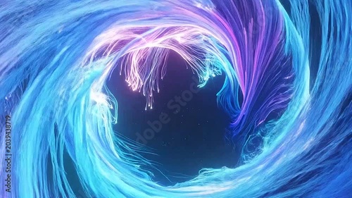 A glowing vortex of swirling light particles in deep space