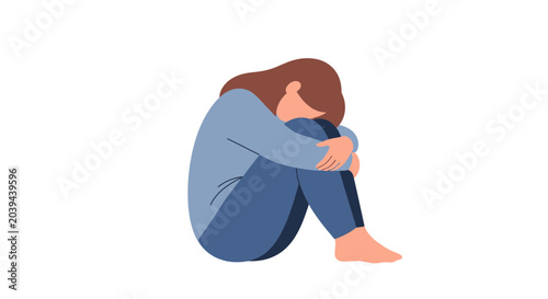 Photos Sad Woman Crying, Isolated on White Background, Depression Concept