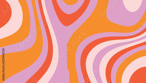 Vibrant liquid wave vector illustration featuring flowing organic shapes in bright orange pink and cream colors