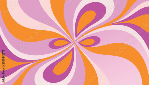 Vibrant vector graphic illustration featuring flowing swirl patterns in bright orange and soft pink color tones