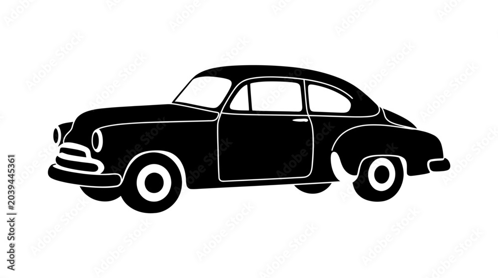 Fototapeta premium classic car silhouette on white background vintage