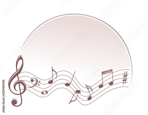 The stylized frame with music notes.