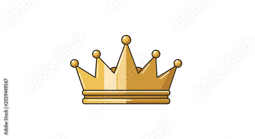 Elegant Golden Royal Crown Vector Illustration Representing Kingly Majesty and Queenly Authority Symbolized by Ornate Jewelry Design for Kingdom Power and Sovereign Leadership Icon.