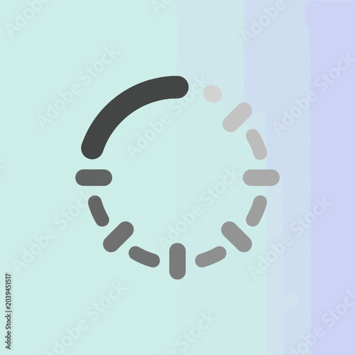 A digital loading circle icon on a soft pastel background color