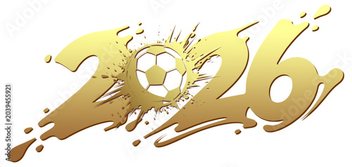 Foto Vector silhouette illustration of a number 2026 with splashes where the number 0 is a ball full of splashes