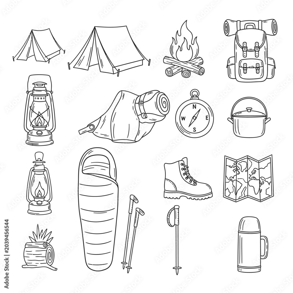 Fototapeta premium Camping gear and outdoor equipment.