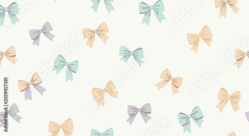 Colorful bows in various pastel shades.