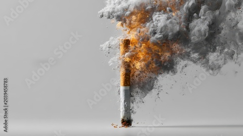 Cigarette Surrounded by Smoke and Ashes Creating Dramatic Effect