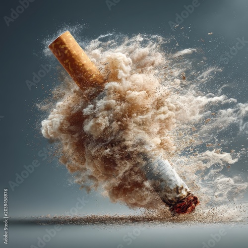 Explosive Smoke Cloud Emanating from a Broken Cigarette Stump
