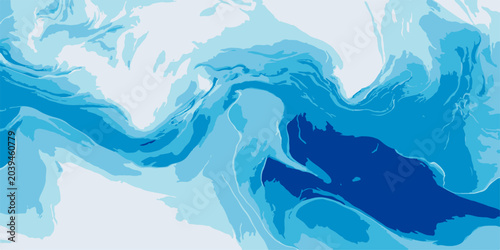 Fotografie Abstract swirling blue and white fluid motion, evoking the dynamism of water cur