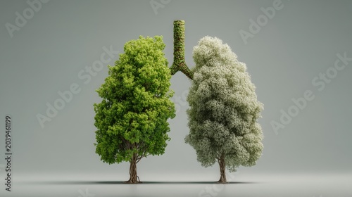 Lungs Made of Trees Representing Nature and Environmental Health