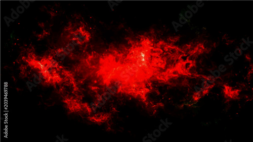 Tableau sur toile Cosmic nebula of vibrant red gas and dust clouds illuminated against the black e