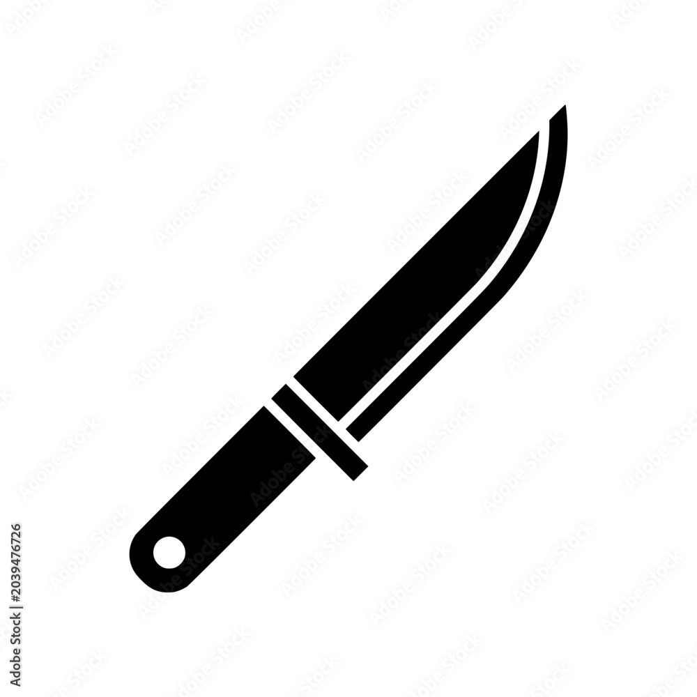 Obraz premium Minimal kitchen knife icon with clean blade and ergonomic handle. Modern flat SVG design ideal for cooking apps, recipes, restaurants, and kitchen visuals.