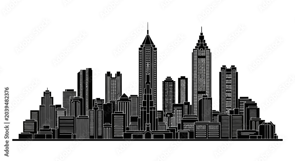 Obraz premium Atlanta Skyline Silhouette Vector Illustration