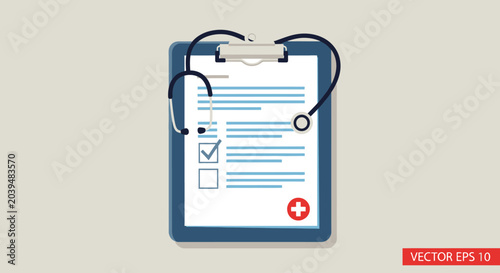 Medical chart with stethoscope and checkmarks