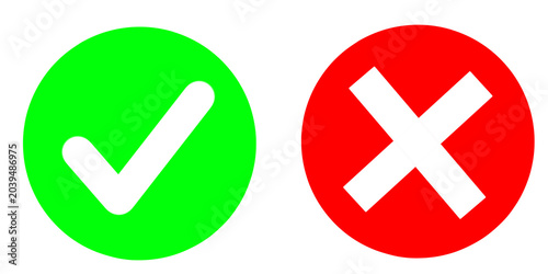 Green Check Mark and Red Cross Icons on Black Background – Approval and Rejection Concept