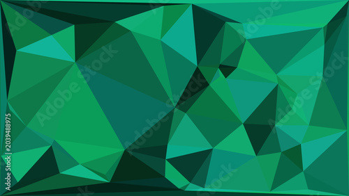 Фотография An intricate abstract low poly background composed of numerous geometric triangles in a spectrum of green hues, providing a contemporary and visually engaging texture