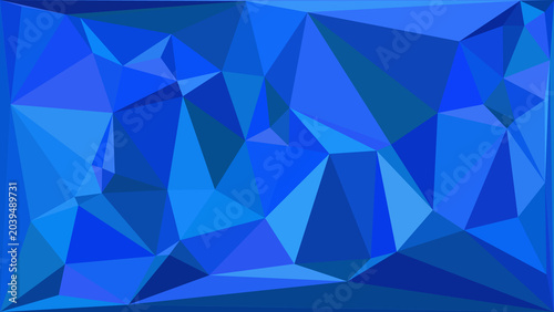 Abstract blue geometric background with varied triangular shapes and modern low poly design elements.