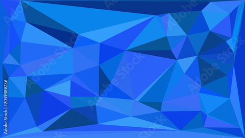 Creative blue geometric background with sharp triangular facets and modern low poly digital aesthetic.