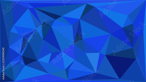 Abstract blue geometric background with triangular shapes and gradient shades of navy and royal blue.
