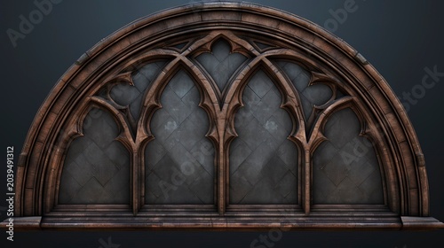 A photo of detailed gothic window frame.
