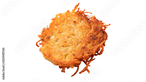 Obraz na płótnie Crispy golden brown fried potato hash brown pancake isolated on transparent back