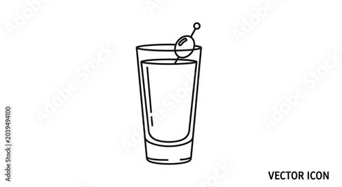 Εκτύπωση καμβά Minimalist line art icon of a shot glass with garnish