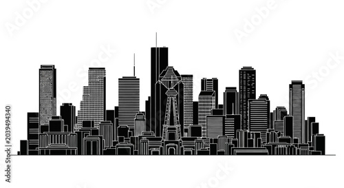 Dallas City Skyline Silhouette Vector Illustration