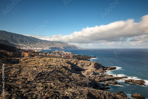 Coastal View of Los Cancajos and the Rugged Volcanic Landscape of La Palma, Canary Islands, Spain