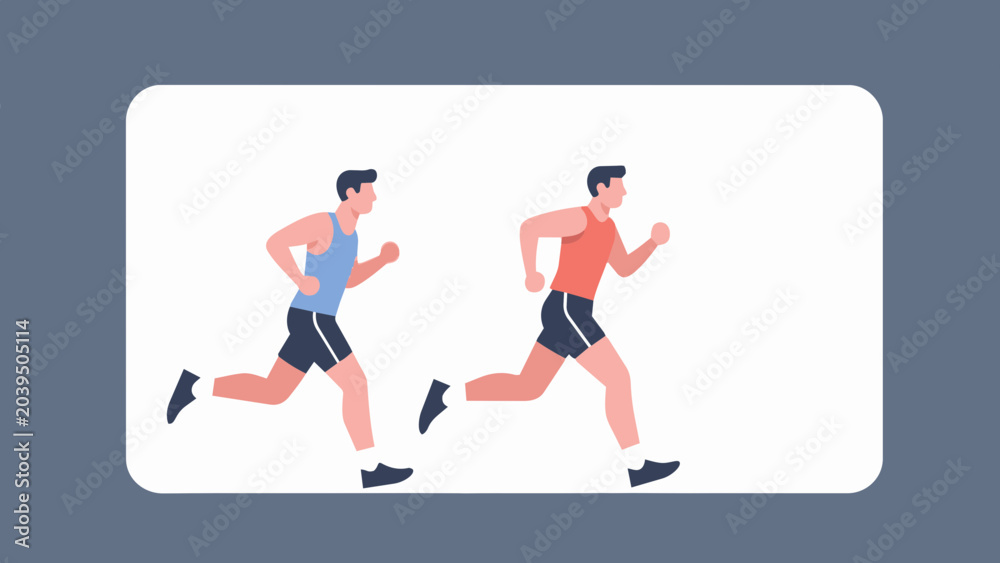 Fototapeta premium Group of people running marathon or jogging together in a race illustration