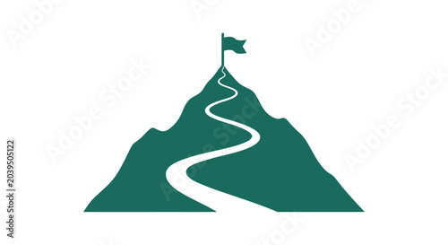 Tableau sur toile Mountain with a flag on top.