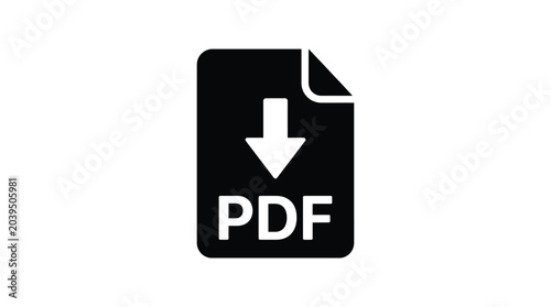 Obraz na plátne pdf document download icon silhouette black white background symbol file format