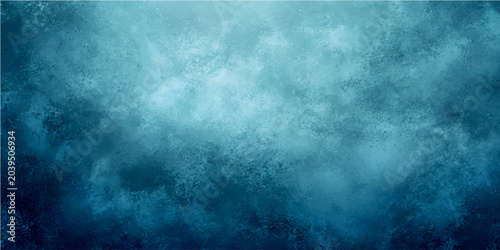 Cuadro en lienzo Abstract watercolor texture with shades of blue and green, evoking the feeling of deep ocean water or a stormy sky with dramatic cloudy patterns