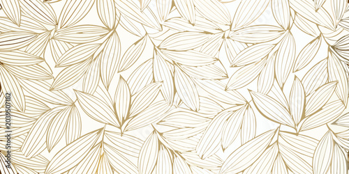 Billede på lærred stylized elongated leaves pattern on cream background ornament design graphic ar
