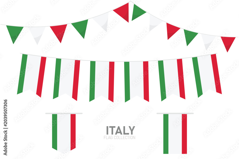Obraz premium Italy national flag collection, Flag garlands festive bunting triangle banners and hanging flag