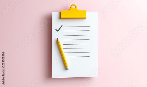 One task completed on checklist clipboard with pencil on pink background.