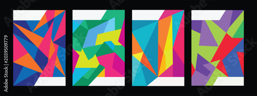 Foto Abstract geometric triangular shard mosaic patterns.