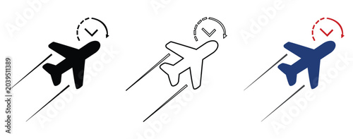 Εκτύπωση καμβά Airplane Flight Schedule Icon Set with Aircraft Clock Timer and Aviation Delay S