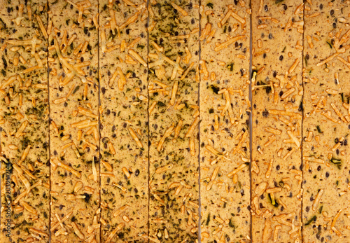 Photos Crunchy gluten free crispbread with various seeds top view